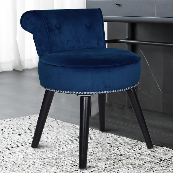 Blue velvet vanity chair new arrivals